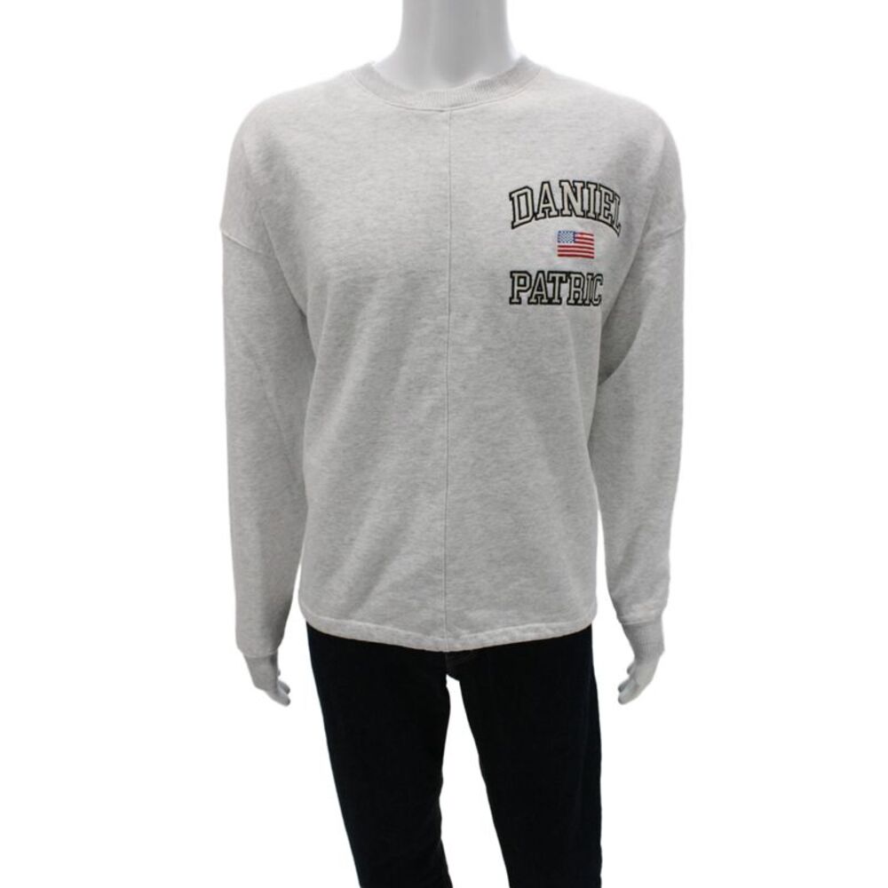 Daniel Patrick Mens Pullover Crew Neck Gray Cotton American Long Sleeve Size S